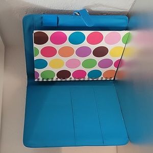NWOT Blue Patent Leather Planner Padfolio with Polkadot Notebook